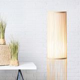 Brilliant 92771Z09 Decoratieve bamboe vloerlamp met schakelaar voor kantoor, slaapkamer of woonkamer van bamboe/textiel, natuur/wit, Ø 20 cm, 92771Z09