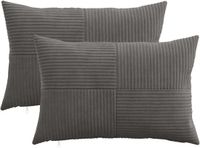 vidaXL Kussensloop 2 stuks ALMELO Donkergrijs 50 x 70 cm corduroy