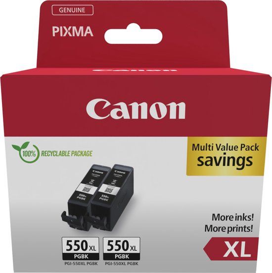 Canon 6431B010 XL Zwart Origineel Inktcartridge 2 Stuks