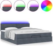 vidaXL Ottoman bed met matras en LED's 180x200cm fluweel donkergrijs
