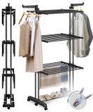 BAUER & MEYER® Droogrek XL - Inklapbaar Wasrek - Droogtoren - Zwart - 173 x 75 x 63 cm