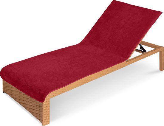 JEMIDI badstof overtrek voor ligstoelen - bordeauxrood - 200x75 cm - katoen