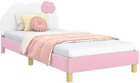 vidaXL Kinderbedframe met hoofdbord, roze, 90 x 200 cm, PU