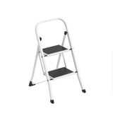 Amig Vouwbare Ladder met 2 Treden Staal Wit 82x52x42 cm
