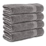 Komfortec Handdoeken 50x100 cm, Set van 4, 100% Katoen | Zachte en Sterk Absorberende Badstof Handdoeken voor Badkamer, Douche, Spa en Gastentoilet, Antraciet