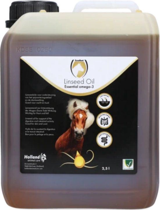 Excellent Lijnzaadolie 2.5L - Paard - Omega 3 - Spijsvertering & Vacht Ondersteuning