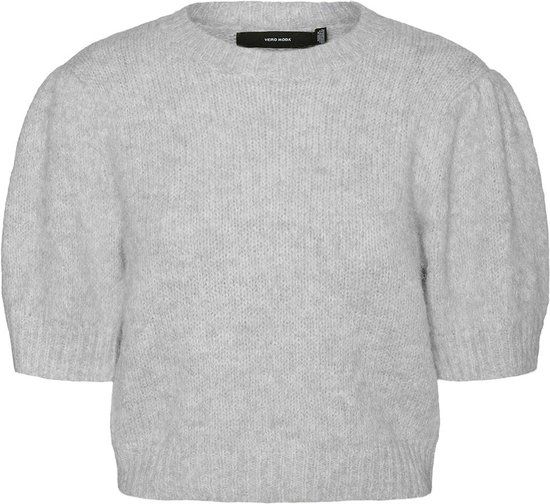 Vero Moda VMNovah SS O-neck Puff Pullover - Medium Grey Melange - Maat S