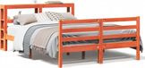 Maison Exclusive Lit en bois massif sans matelas, brun lavé, 150x200 cm