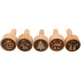 Set van 5 deegstempels. Houten stempel, kinderstempel, kleisstempel, gebakstempel, bakstempel, pottenbakkersstempel, stempelset van hout met kerstmotieven, Made in EU, afmetingen van een stempel: L/B