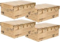 5five Opbergdoos/box - 4x - houtkleur - L25 x B17 x H9.5 cm - Stevig karton - Woodybox