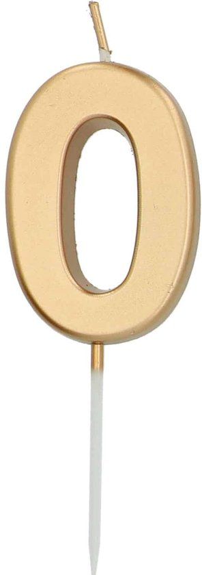 Folat Kaars cijfer 0 goudkleurig 5 cm