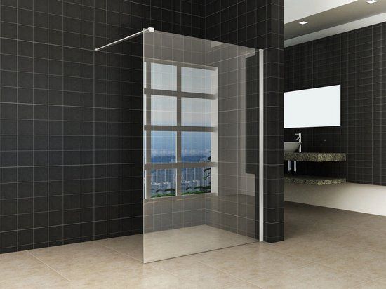 Wiesbaden Inloopdouche - Vaste Wand - 120x200cm - 10mm Glas - Aluminium Chroom