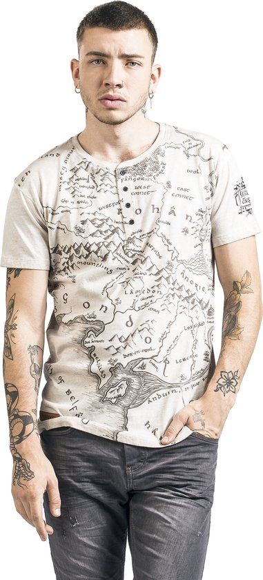 The Lord Of The Rings Middle Earth Heren T-shirt - grijs - XXL