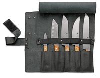 F. DICK Leren roltas "VIVUM" (5-delig, klein kantoormes, Santoku met gekartelde slijping, klassieke koksmes, BBQ-mes ASADOR, broodmes) 83668000-01, bruin