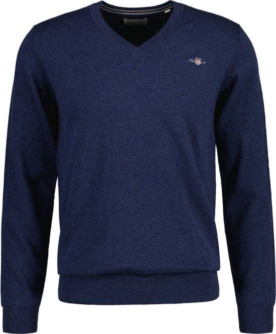 Gant Classic Cotton V-Neck Pullover - Blauw - XXL - Heren