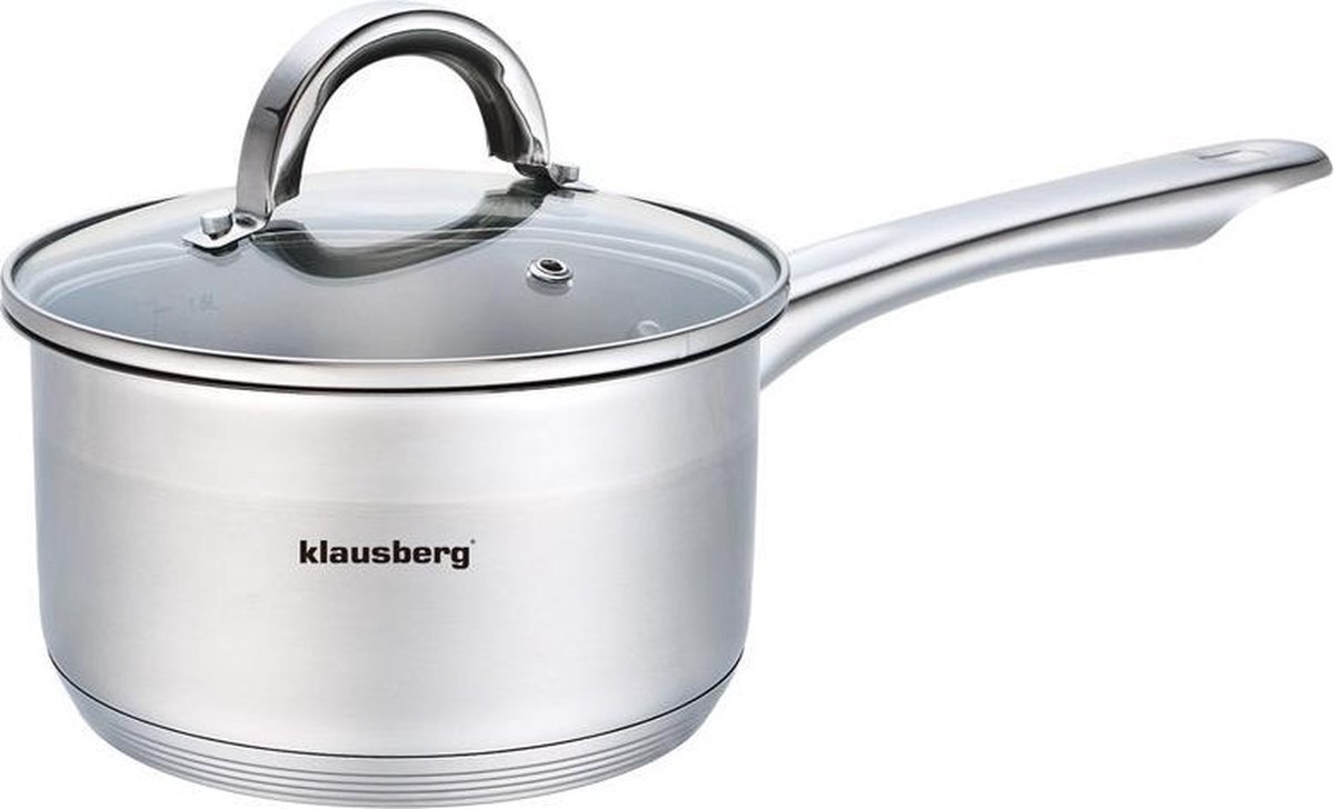 KLAUSBERG 7133 - Steelpan met deksel - sauspan - 16 cm - 1.5 liter