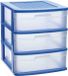 Plasticforte Ladeblok - 3 lades - bureau organizer - blauw/transparant - L40xB39xH49.5 cm - kunststof