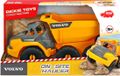 Dickie Toys Volvo kiepwagen, speelgoed kiepwagen met vrijloop, beweegbare scharnieras achter cabine beweegbaar laadvlak, open cabine, 26 cm, geel/grijs