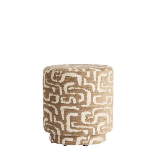 Light & Living Poef Davonte Ø40cm - Groengrijs/Beige - Rond
