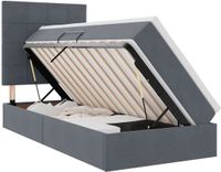 vidaXL LED opbergbed met matras Donkergrijs 90 x 190 cm Fluweel