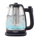BEPER P101BOL200 1,8L Glazen waterkoker, elektrische theepot met filter, 360° draaibare voet, automatische uitschakeling en oververhittingsbeveiliging - 2200W