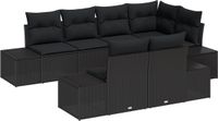 vidaXL Tuinbank Set Zwart Polyrattan