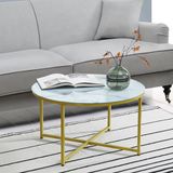 en.casa Salontafel Uppvidinge 45xØ80 cm marmer look wit en goudkleurig
