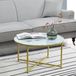 en.casa Table basse Uppvidinge 45xØ80 cm aspect marbre blanc et doré