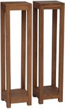 vidaXL Plantenstandaard 2 stuks Naturel 25 x 25 x 100 cm Massief Teakhout