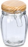 Zeller Voorraadpotten/bewaarpotten - 820 ml - Glas - Lichtbruin - Rond - Beugeldeksel