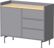 Vicco Velina Dressoir – 100 x 82 cm met 3 laden en 1 deur Grijs/eiken