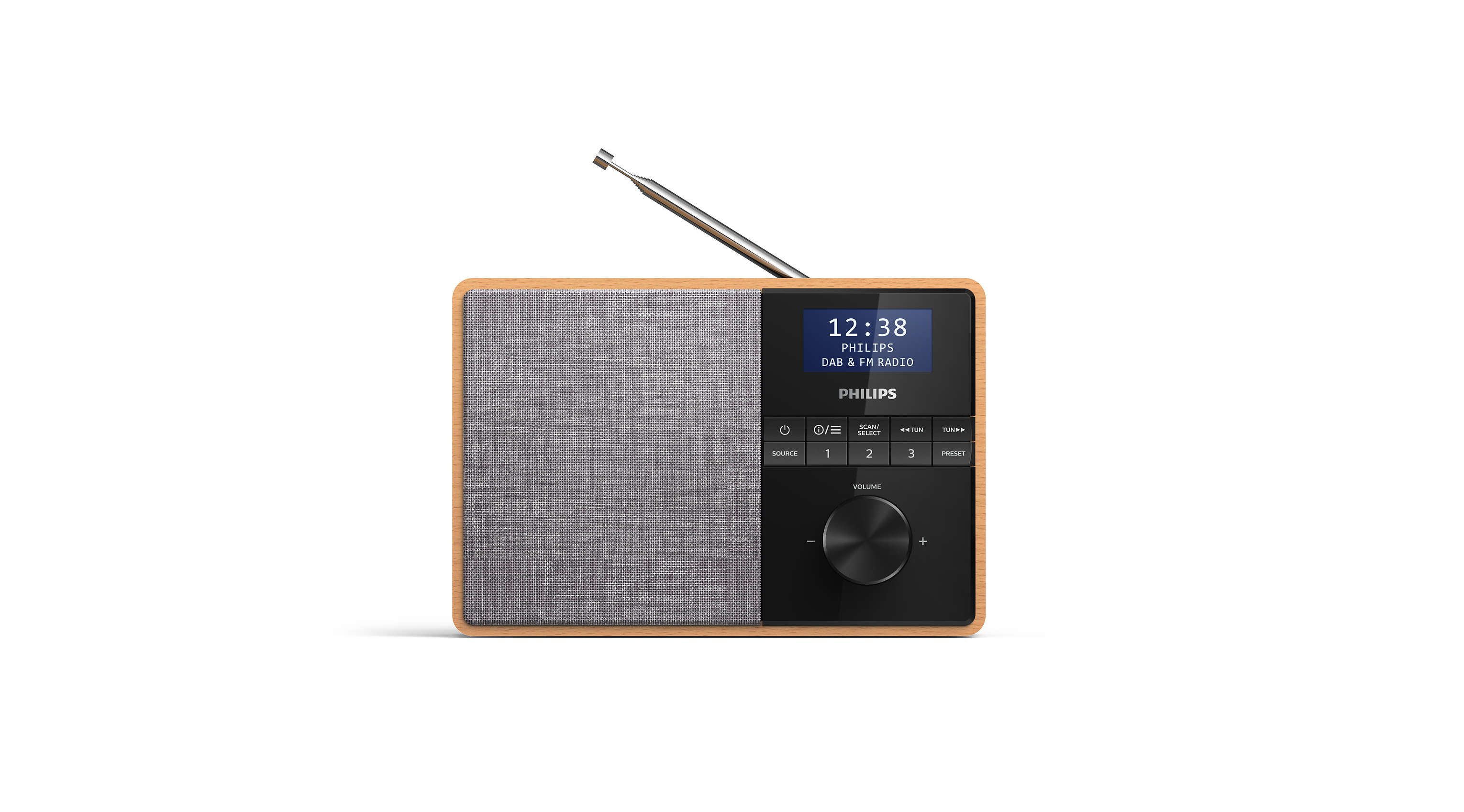 Philips TAR5505/10 Portable Digital Radio - DAB, DAB+, FM, Bluetooth, Black, Grey, Wood