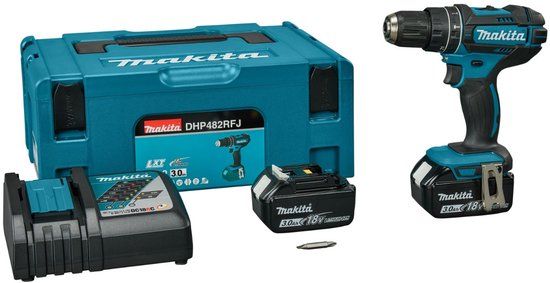Makita DHP482RFJ klopboor-/schroefmachine set 18V 2x 3,0Ah