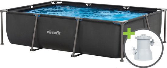 VirtuFit Rechthoekig Zwembad - 300 x 210 cm - Zwembaden - Inclusief Filterpomp en cartridge - Snelle installatie