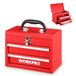WORKPRO Boîte à outils portable, 2 tiroirs, boîte à outils en métal avec glissières à roulement à billes, rangement supérieur et loquets verrouillables, poignée de transport ergonomique, mécanique