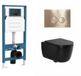 QeramiQ Dely Swirl Toiletset - Toilet suspendu - Réservoir encastré - Sans bride - Cuvette à la française - PK - Double chasse - Abattant avec couvercle - Soft-close - Abattant à déclenchement rapide - Céramique - Noir mat