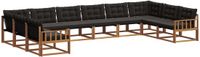 vidaXL - Dining loungeset - 10 zitplekken - Acacia hout - Naturel en zwart