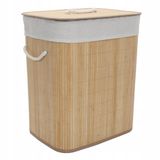 NUXIO Panier à linge en bambou avec couvercle et sac amovible 60L - Beige