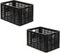 Benson Fietskrat - 3x stuks - zwart - 50 x 35 x 26 cm - kunststof - opbergkrat