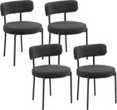 Homcom Eetkamerstoel Polyester 51x51x76cm Zwart - Set van 4