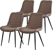 ML-design Eetkamerstoel set van 4 bruin kunstleer stalen poten