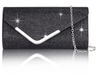 Sans marque Sac de soirée pochette femme - Noir - Sequins & Chaîne détachable