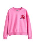 Next Dames Coca-Cola Zomersweater Gewassen Look Roze Katoen Lange Mouw Ronde Hals Regular Fit Casual