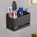 Omgoods - Porte-brosse à dents en aluminium avec 2 compartiments pour montage mural