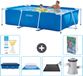 Intex Rechthoekig Frame Zwembad - 260 x 160 x 65 cm - Blauw - Inclusief Afdekzeil - Grondzeil - Solar Mat - Zwembadfilterpomp - 7-delig