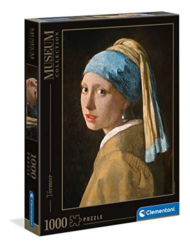 Clementoni 39614 Vermeer - Het meisje met de pareloorbel - puzzel 1000 stukjes, Museum Collection, behendigheidsspel voor het hele gezin, puzzel voor volwassenen vanaf 14 jaar