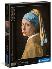 Clementoni 39614 Vermeer - Het meisje met de pareloorbel - puzzel 1000 stukjes, Museum Collection, behendigheidsspel voor het hele gezin, puzzel voor volwassenen vanaf 14 jaar