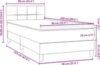 vidaXL Boxspring met matras fluweel lichtgrijs 90x220 cm