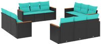 vidaXL 12-delige tuinbankset met kussens van zwart polyrotan