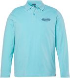 Men Plus Heren Poloshirt Lange Mouwen Buik-Fit Print Lichtturquoise Maat XXL